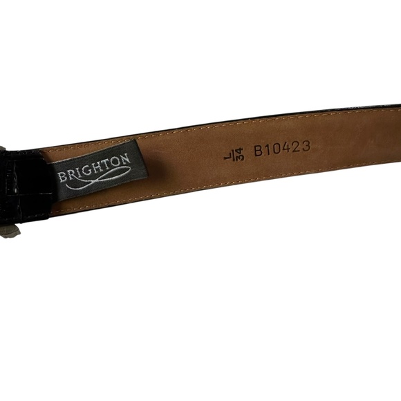 Genuine BRIGHTON Black Croc Pattern Leather Women Belt Size 34 L Unisex main image 6